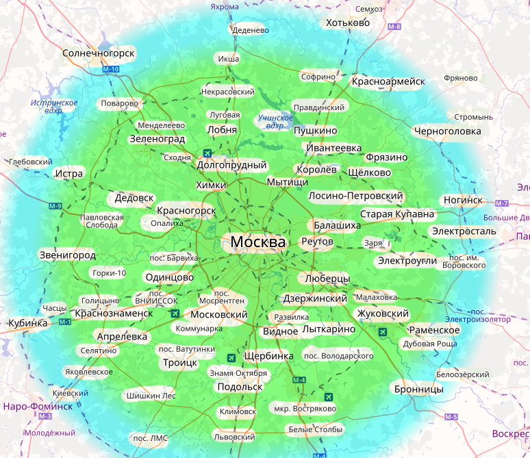 Техпомощь на дороге в московской области карта